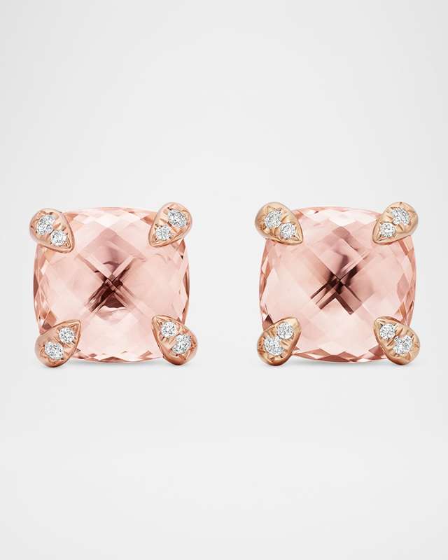 Chatelaine 18k Rose Gold Stud Earrings w/ Morganite